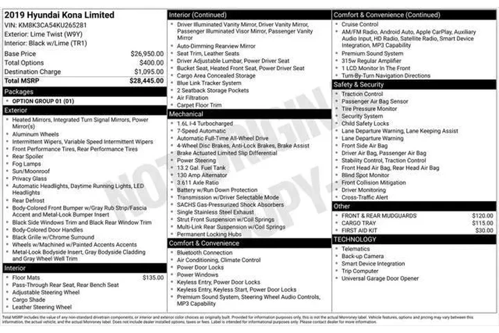 $18295 : Hyundai KONA 2019 AWD Limite image 5