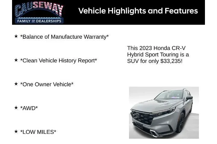 $33235 : Honda CR-V Hybrid 2023 AWD S image 2