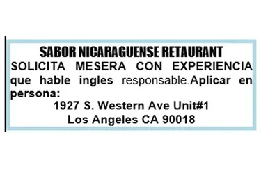 SOLICITO MESERA 📍 en Los Angeles
