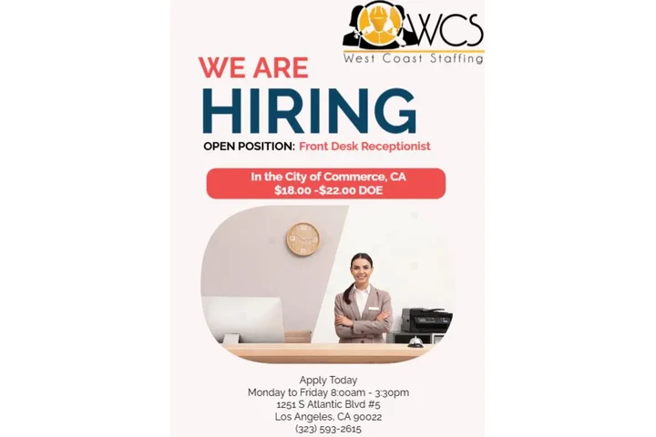 Now Hiring Receptionist in LA. image 1