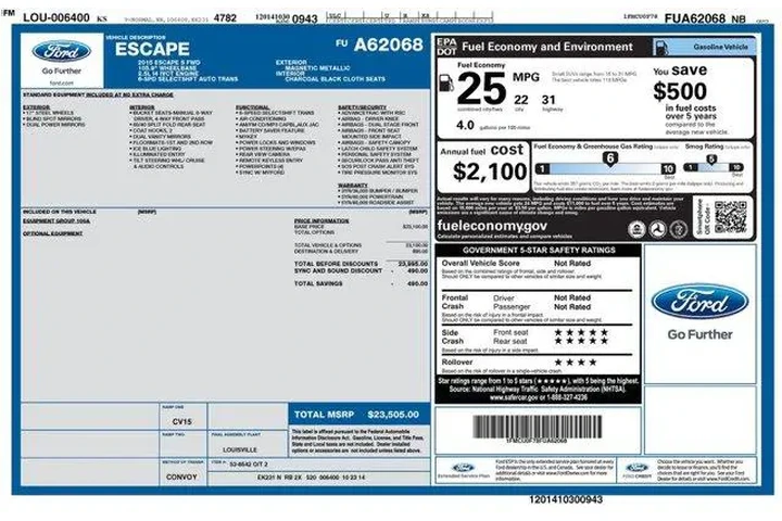 $9998 : Ford Escape 2015 S 4dr SUV image 2