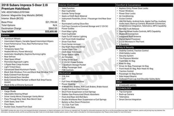 $9990 : Subaru Impreza 2018 AWD 2.0i image 2