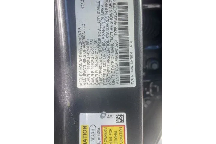 $21521 : Honda Accord 2022 EX-L 4dr S image 5