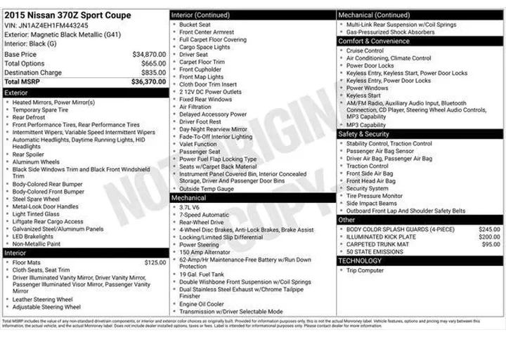 $18000 : Nissan 370Z 2015 Sport 2dr C image 4