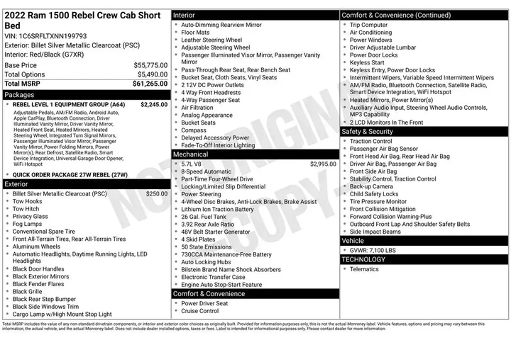 $39578 : Ram 1500 2022 4x4 Rebel 4dr image 10