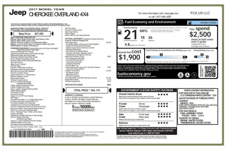 $17492 : 2017 Cherokee Overland image 5