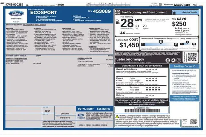 $15346 : Ford EcoSport 2021 SE 4dr Cr image 3