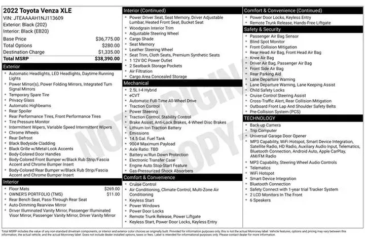 $29970 : Toyota Venza 2022 AWD LE 4dr image 2