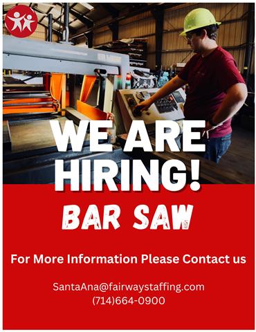 Now Hiring Bar Saw Operator image 1