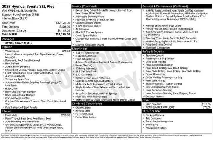$23881 : Hyundai SONATA 2023 SEL Plus image 2