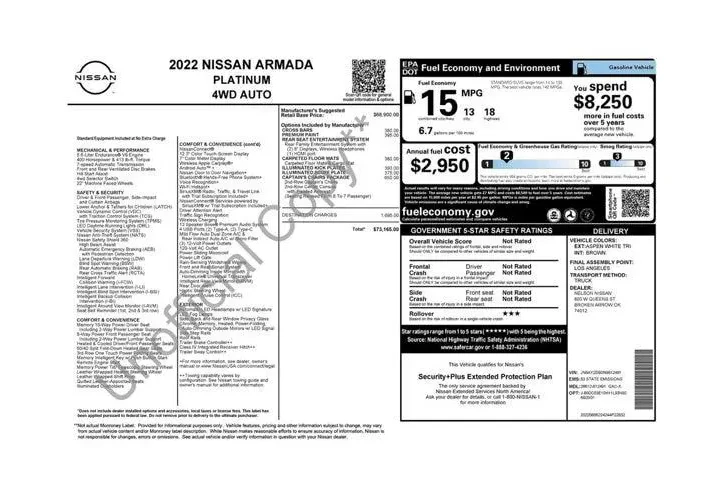 $39998 : Nissan Armada 2022 4x4 Plati image 2