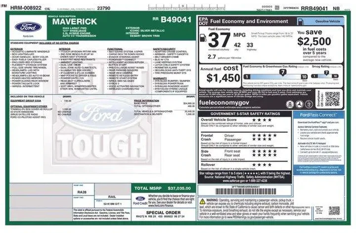 $33754 : Ford Maverick 2024 Lariat 4d image 2