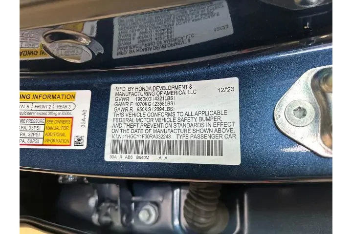 $24824 : Honda Accord 2024 EX 4dr Sed image 10