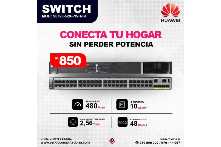 $850 : Switch Huawei S6720-52X-PWH-SI image 4