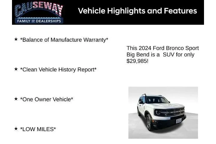 $29985 : Ford Bronco Sport 2024 AWD B image 2