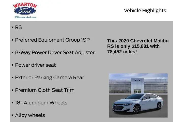 $15881 : Chevrolet Malibu 2020 RS 4dr image 5