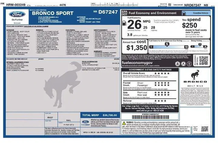 $27145 : Ford Bronco Sport 2022 AWD O image 2