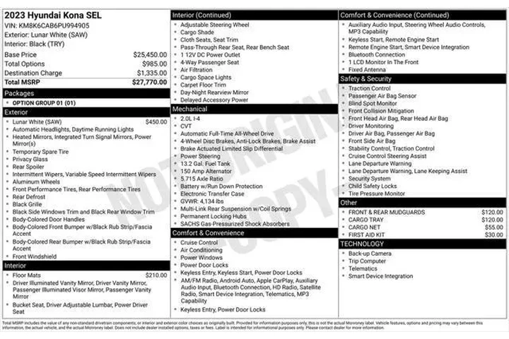 $21465 : Hyundai KONA 2023 AWD SEL 4d image 5