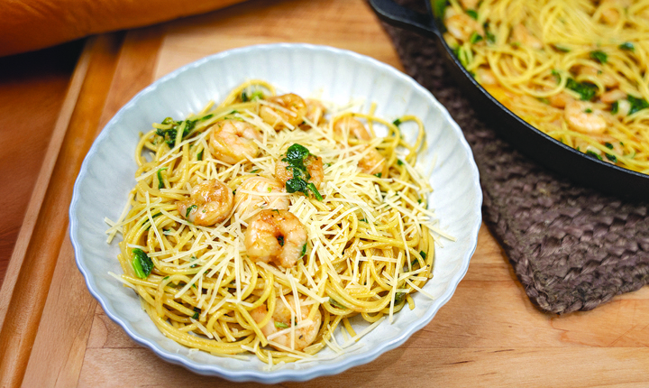 Receta de espagueti con camarones al ajillo