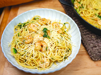 Receta de espagueti con camarones al ajillo