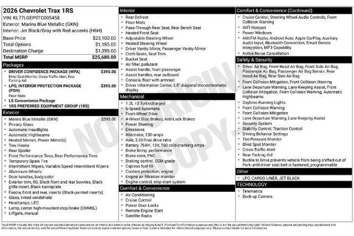 $23091 : Chevrolet Trax 2026 RS 4dr C image 7