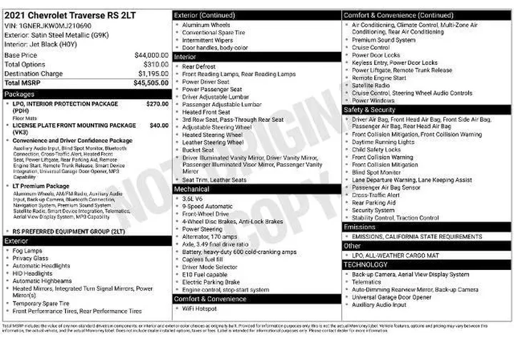 $28500 : Chevrolet Traverse 2021 RS 4 image 3
