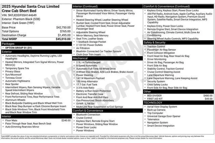 $35938 : Hyundai SANTA CRUZ 2025 AWD image 2