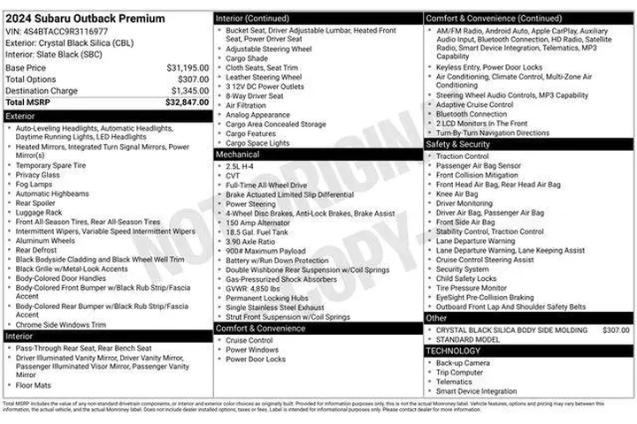 $26899 : Subaru Outback 2024 AWD Prem image 2