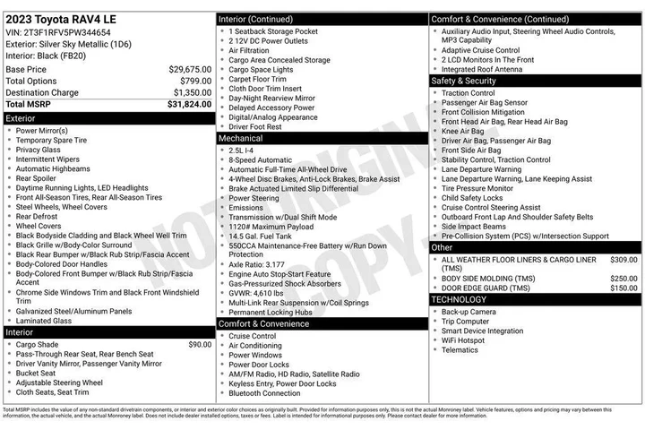 $25309 : Toyota RAV4 2023 AWD LE 4dr image 4