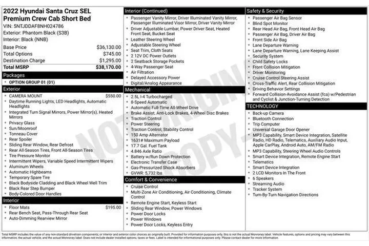 $23791 : Hyundai SANTA CRUZ 2022 AWD image 2