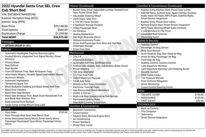 $20990 : Hyundai SANTA CRUZ 2022 AWD image 2