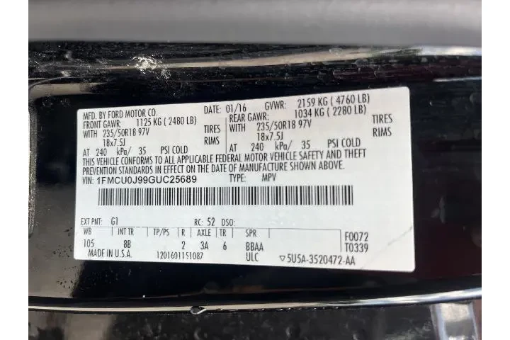 $6981 : Ford Escape 2016 Titanium 4d image 5