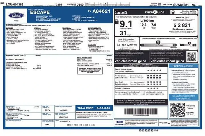 $27222 : Ford Escape 2025 AWD Platinu image 3