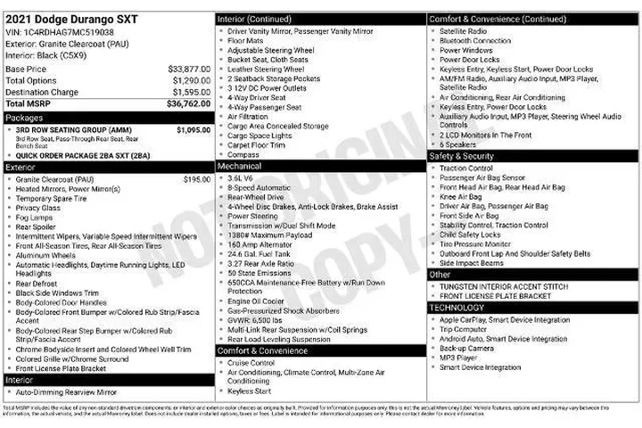 $21313 : Dodge Durango 2021 SXT 4dr S image 2