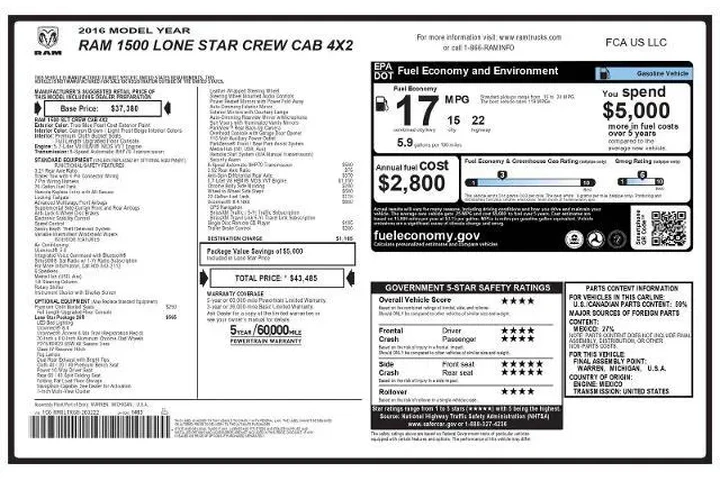 $17995 : Ram 1500 2016 4x2 SLT 4dr Cr image 9