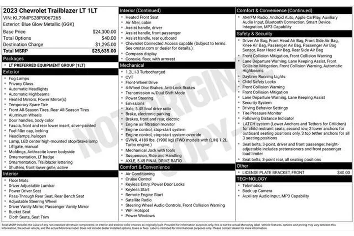 $19988 : Chevrolet Trailblazer 2023 L image 9