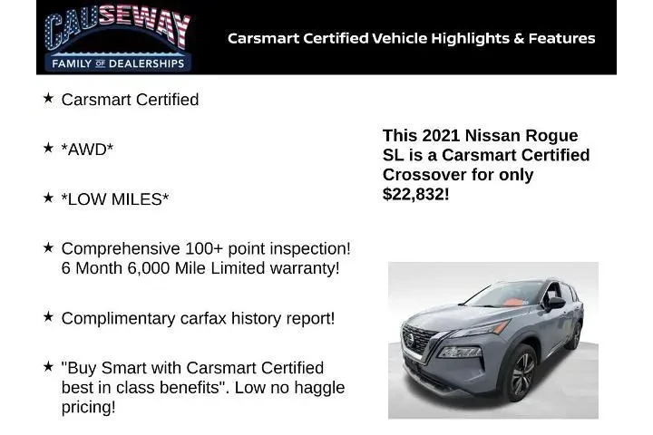 $22832 : Nissan Rogue 2021 AWD SL 4dr image 2