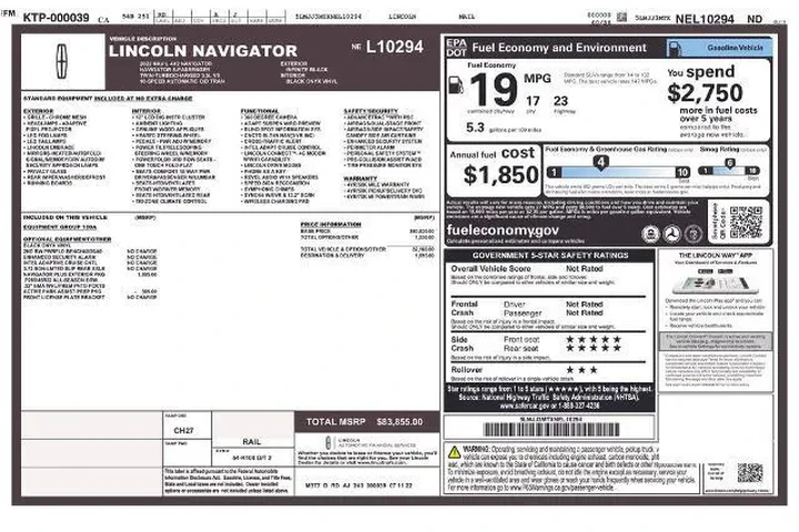 $35200 : Lincoln Navigator L 2022 4x2 image 2