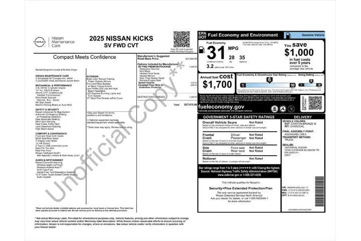 $19868 : Nissan Kicks 2025 SV 4dr Cro image 4