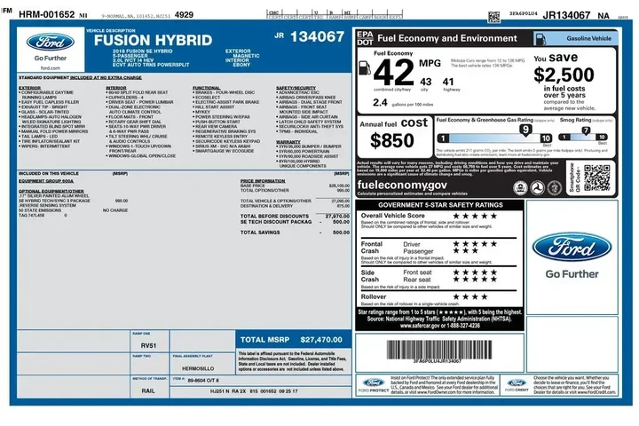 $14900 : Ford Fusion Hybrid 2018 SE 4 image 2