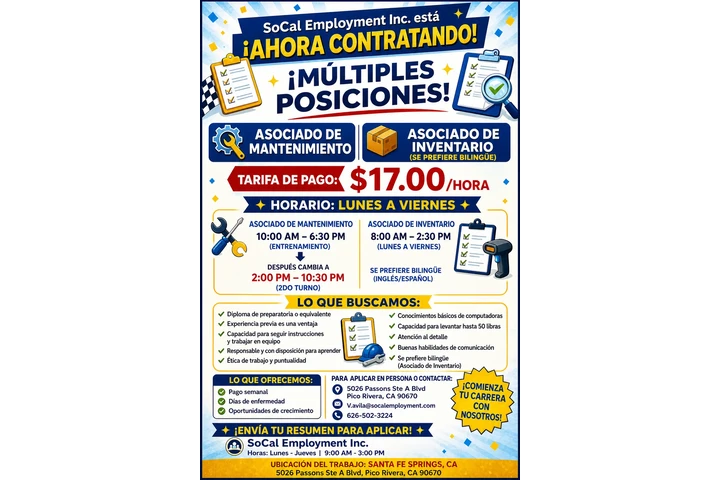 Empleado Bilingue Primer Turno image 1