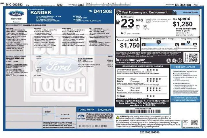 $26223 : Ford Ranger 2021 4x2 XL 4dr image 2
