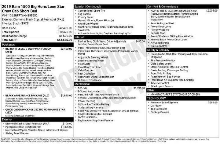 $31300 : Ram 1500 2019 4x4 Big Horn 4 image 2