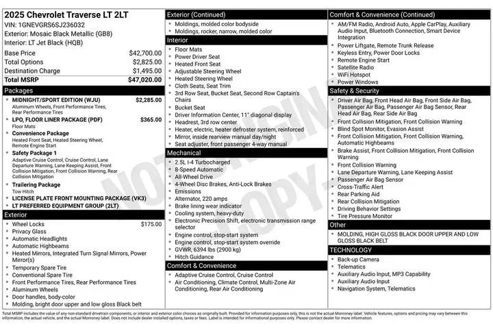 $37789 : Chevrolet Traverse 2025 4X4 image 5