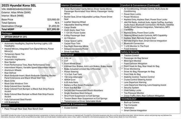 $23014 : Hyundai KONA 2025 SEL 4dr Cr image 5