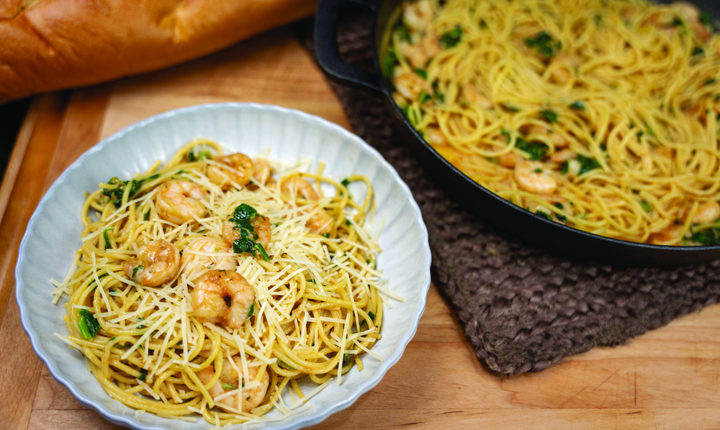 espagueti con camarones