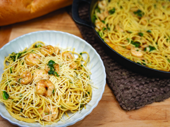 espagueti con camarones