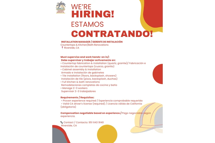 INSTALLATION MANAGER / GERENTE image 1