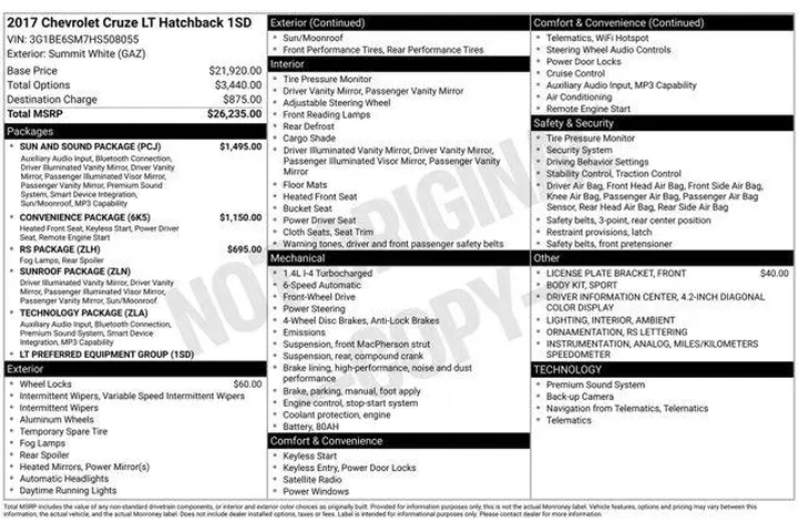 $11912 : Chevrolet Cruze 2017 LT Auto image 10