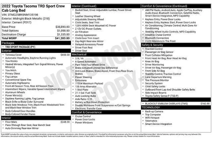 $32850 : Toyota Tacoma 2022 4x4 TRD O image 4